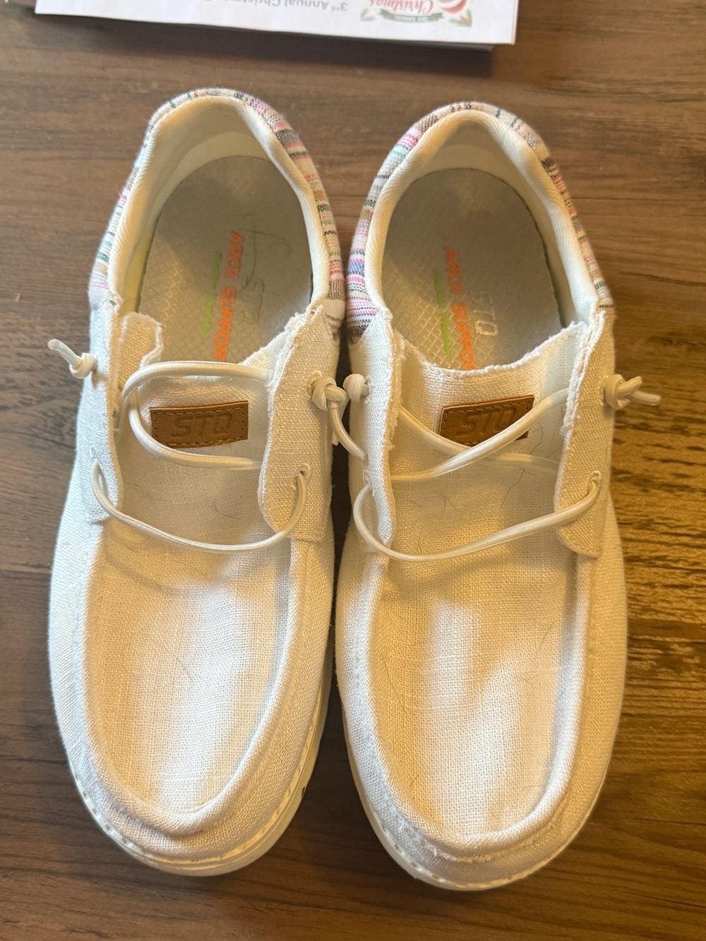 White Canvas Slip-On Loafers with Elastic Laces